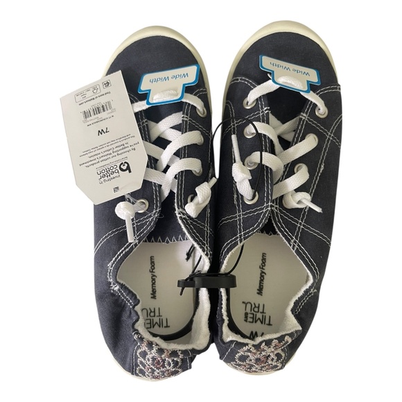 WIDE WIDTH BLUE Time and Tru Women's Scrunch Back Slip-On Sneaker Size Various - Picture 4 of 9